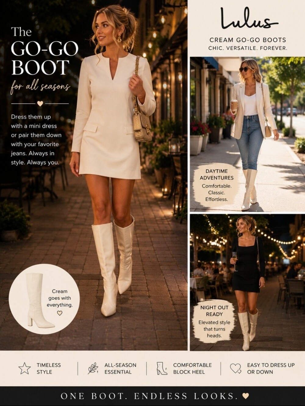 Lulu's Cream Over-the-Knee Block Heel Boots